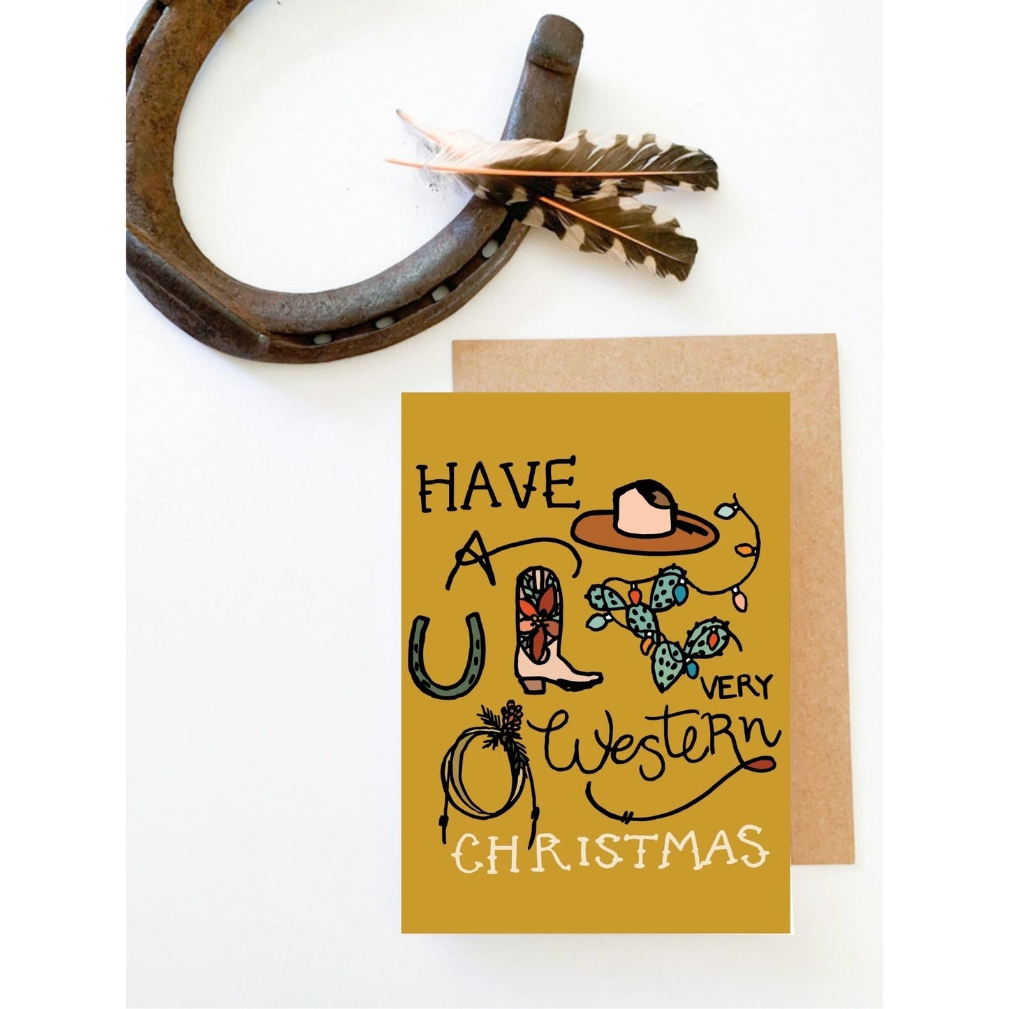 Western Cowgirl Christmas Card, Cactus Christmas Card