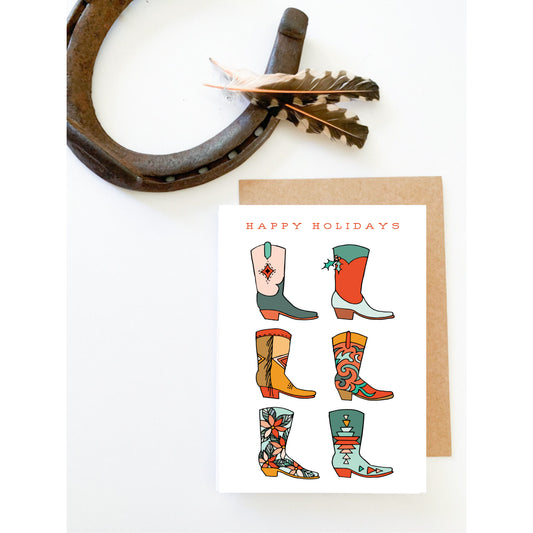 Western Cowgirl Christmas Card, Cowboy Boot Holiday Card